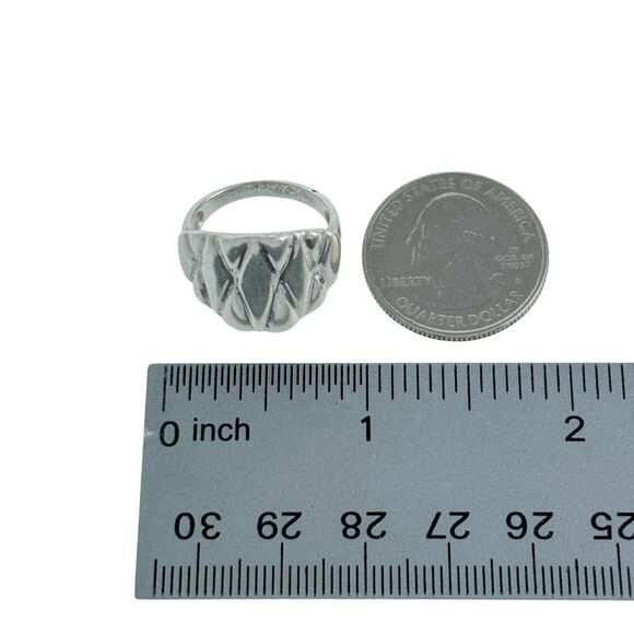 Vintage Sterling Silver 925 Criss Cross Ribbed Pattern Domed Ring Size 6.5 - Picture 7 of 7